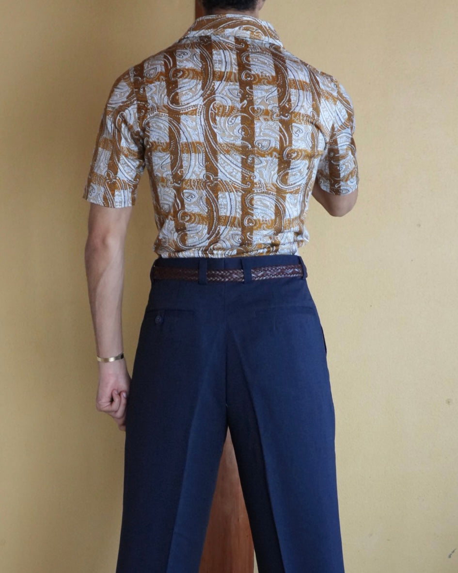 70's long collar summer shirt