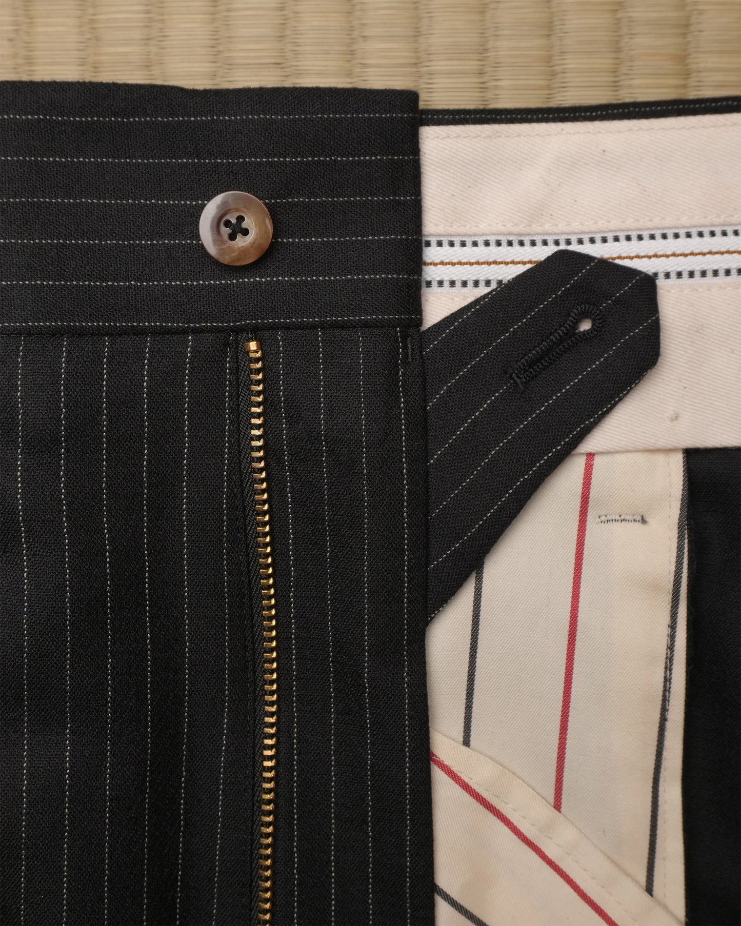 Black Pinstripe: 100% Merino Wool
