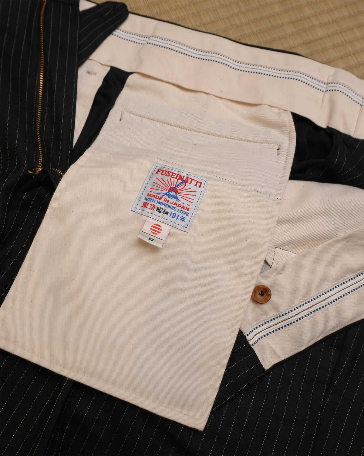 Black Pinstripe: 100% Merino Wool