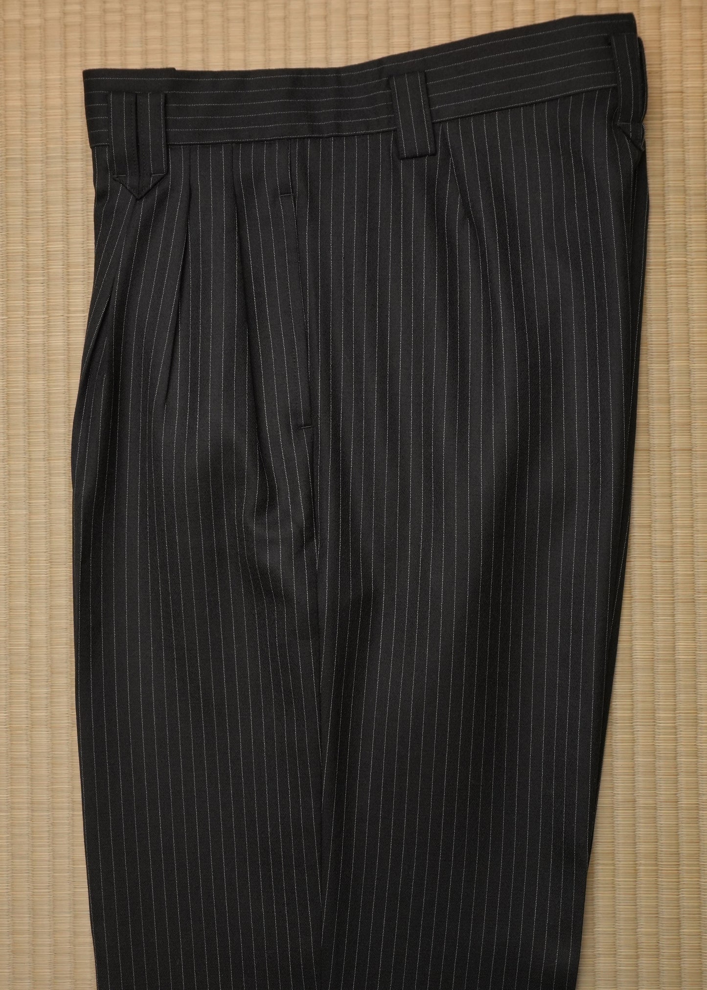 Black Pinstripe: 100% Merino Wool