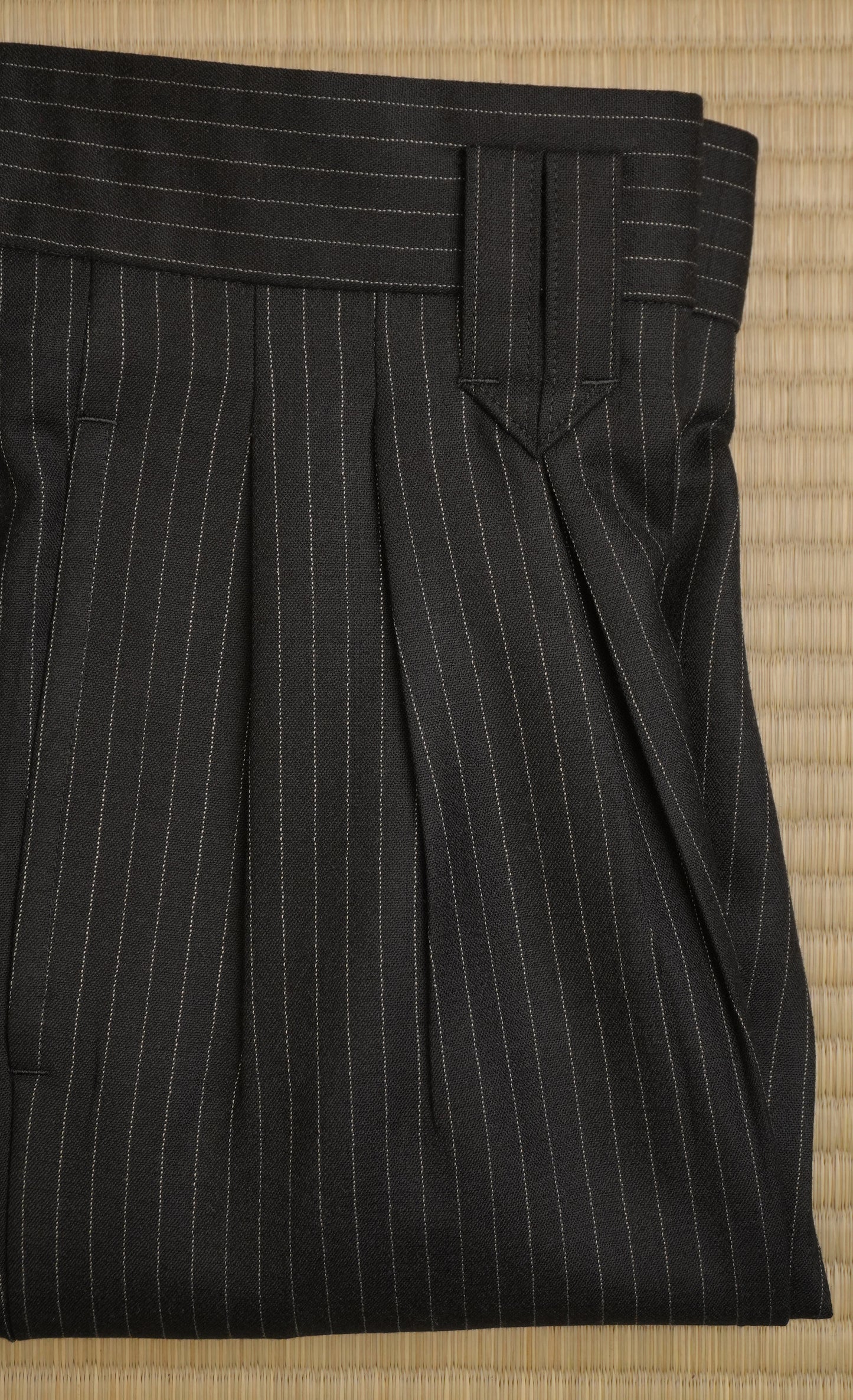Black Pinstripe: 100% Merino Wool
