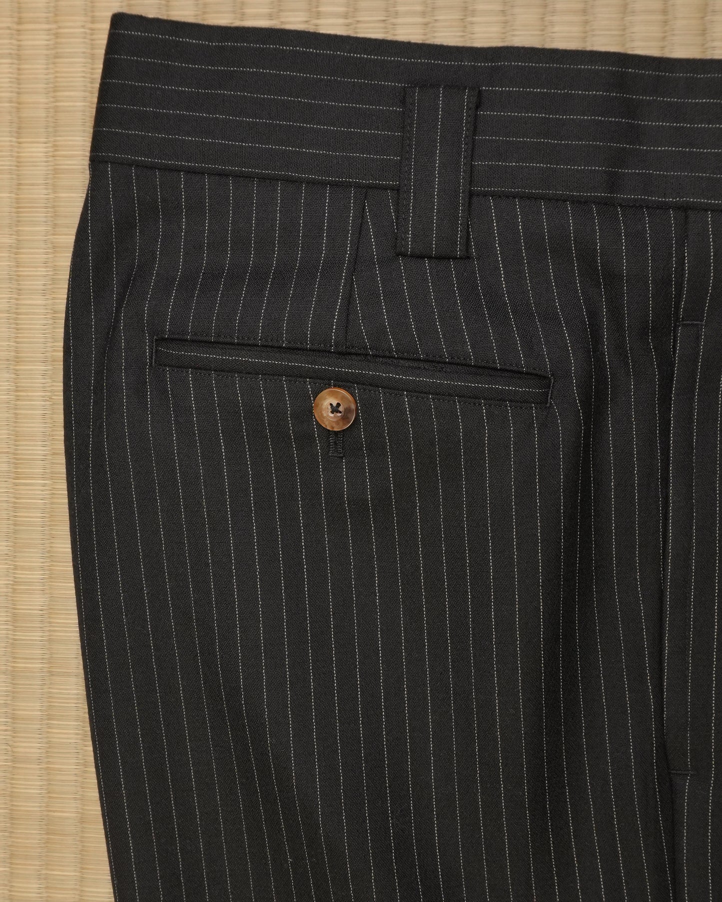 Black Pinstripe: 100% Merino Wool