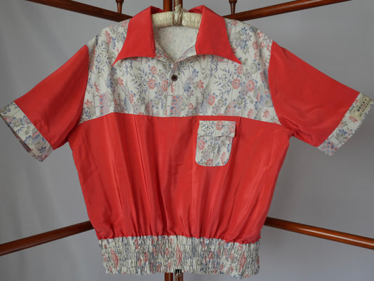 L Size Floral Silk Shirt (No. 74/100)