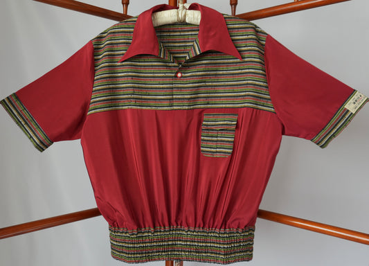 L Size Red Stripped Silk Shirt (No. 95/100)