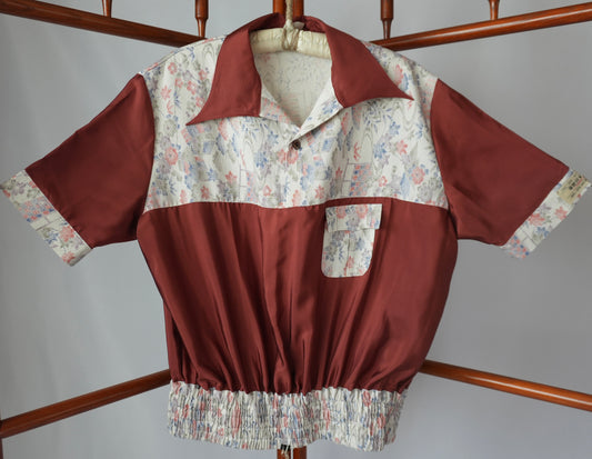 L Size Floral Silk Shirt (No. 84/100)