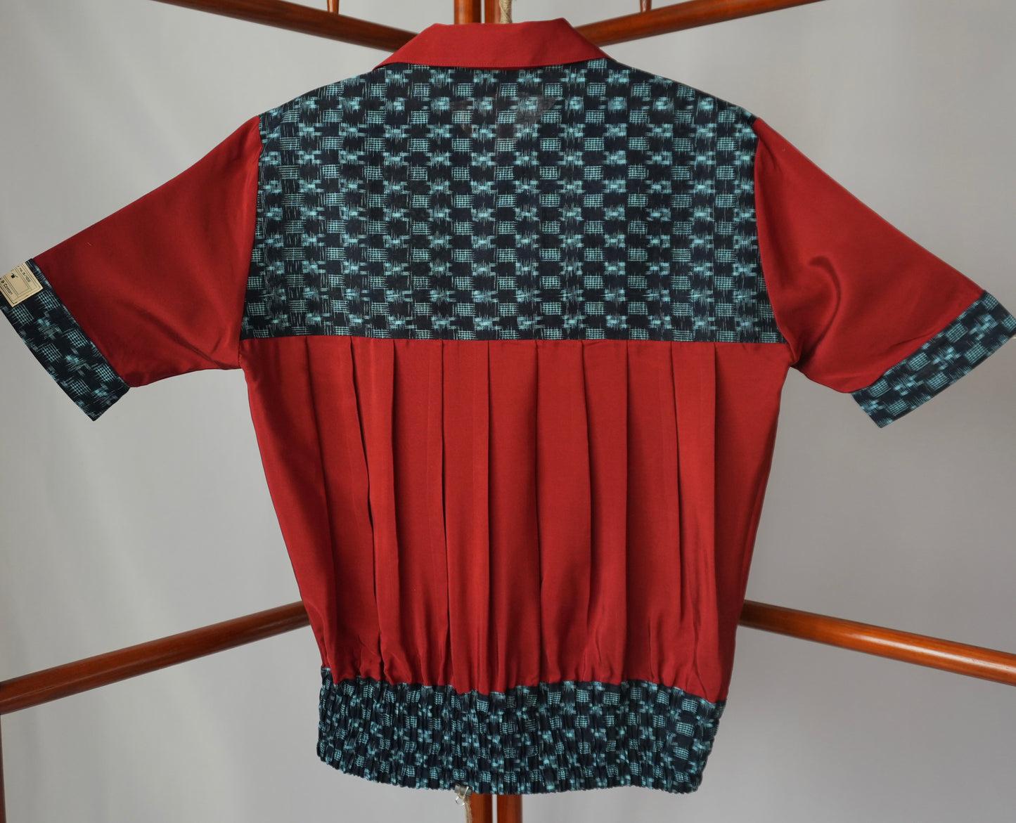 M Size Red & Blue Silk Shirt (No. 3/100)
