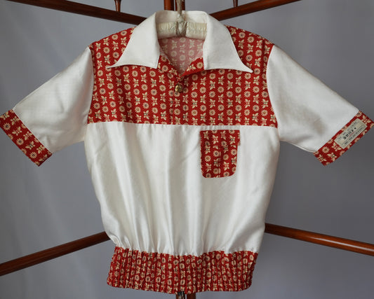 M Size Red Patterned Silk Shirt (No. 56/200)