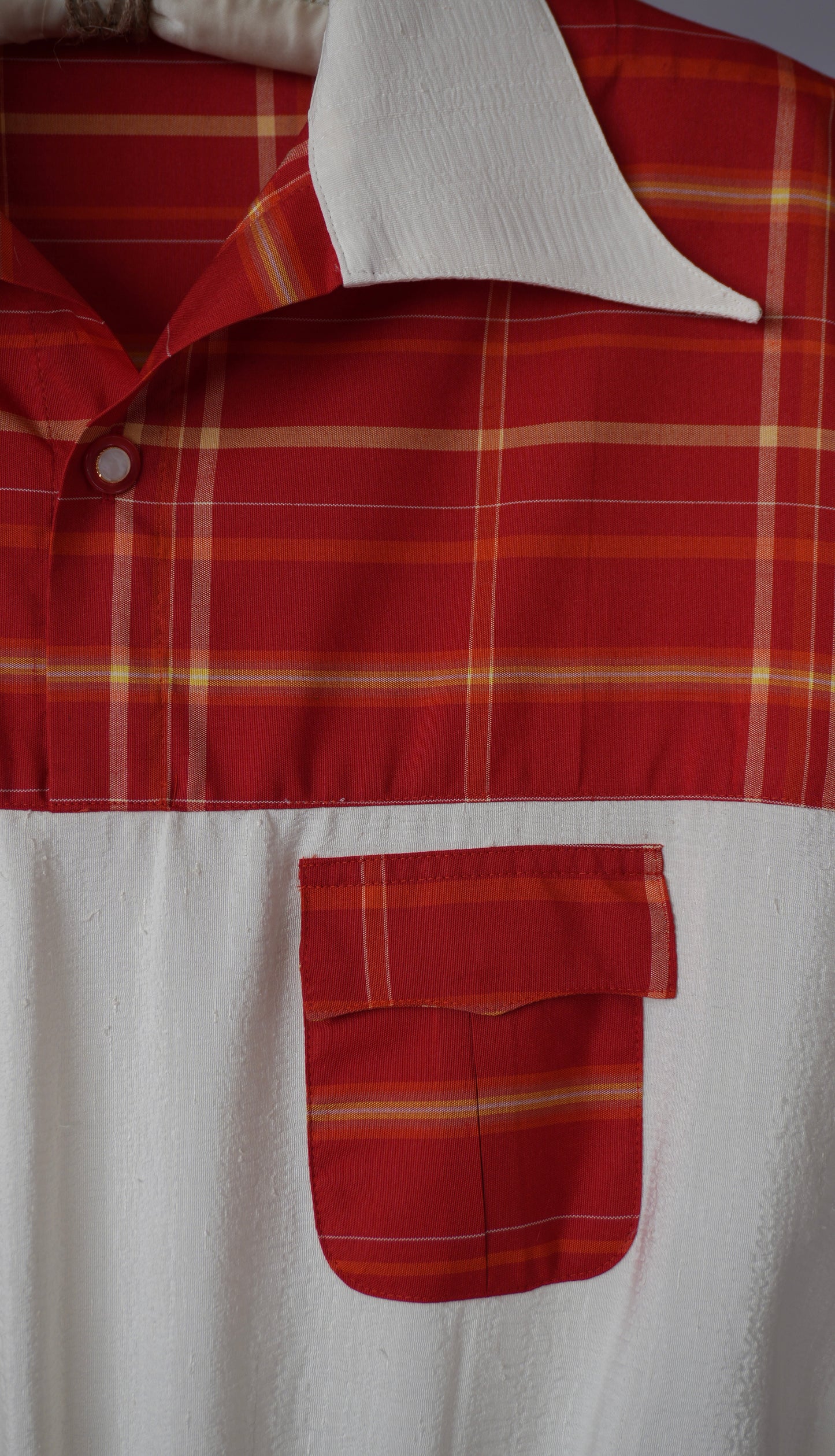 M Size Red Checkered Silk Shirt (No. 17/200)