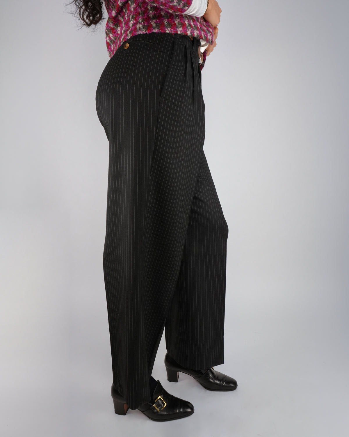Black Pinstripe: 100% Merino Wool