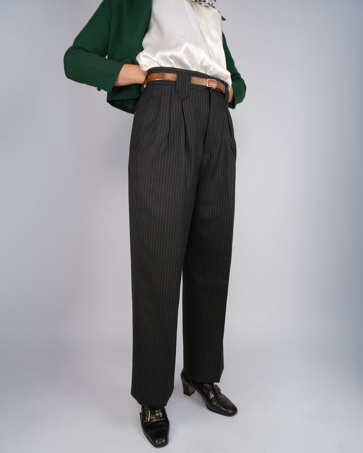 Black Pinstripe: 100% Merino Wool