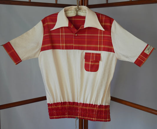M Size Checkered Red Silk Shirt (No. 16/100)