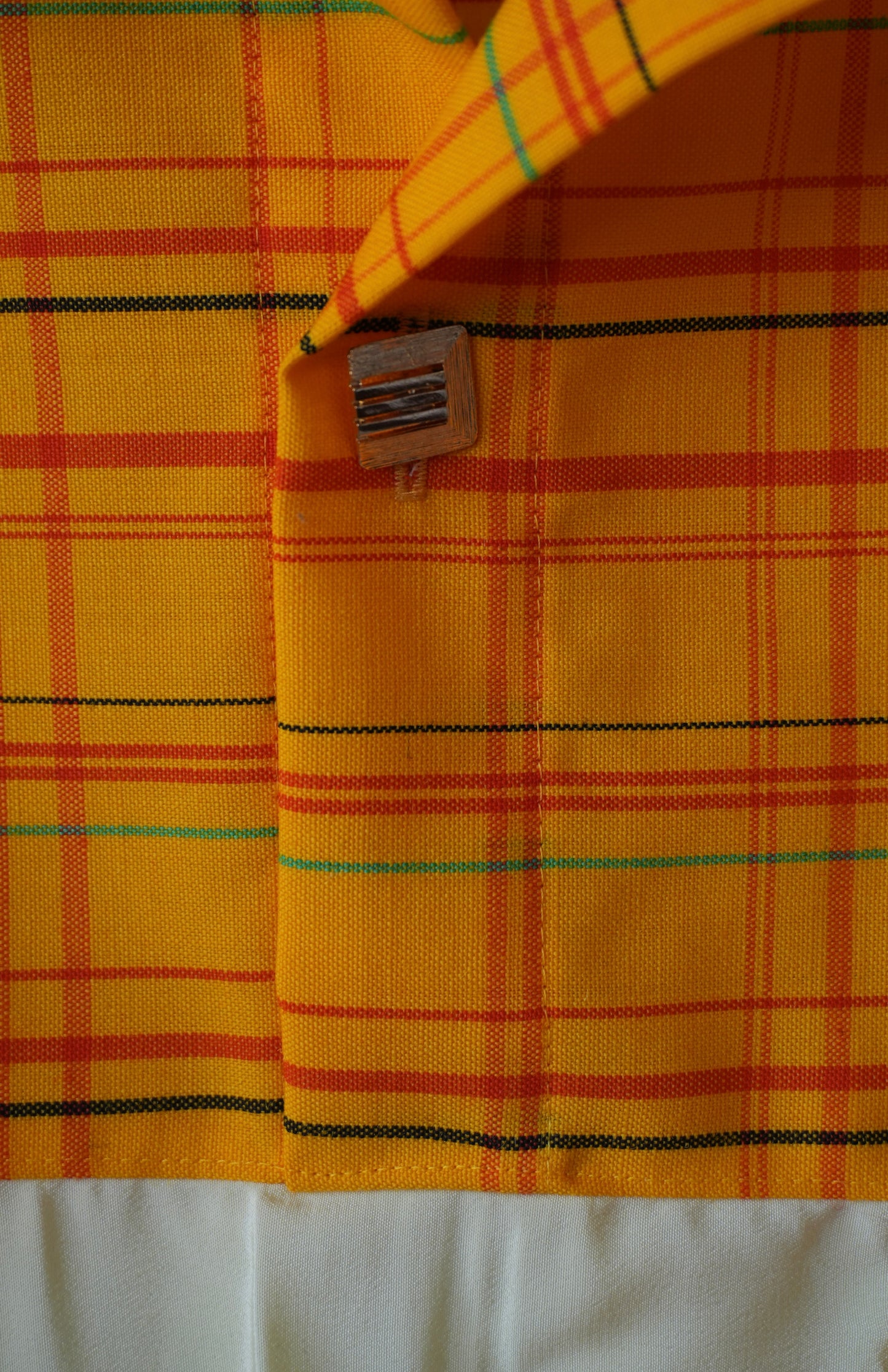 M Size Yellow Checkered Silk Shirt (No. 41/100)