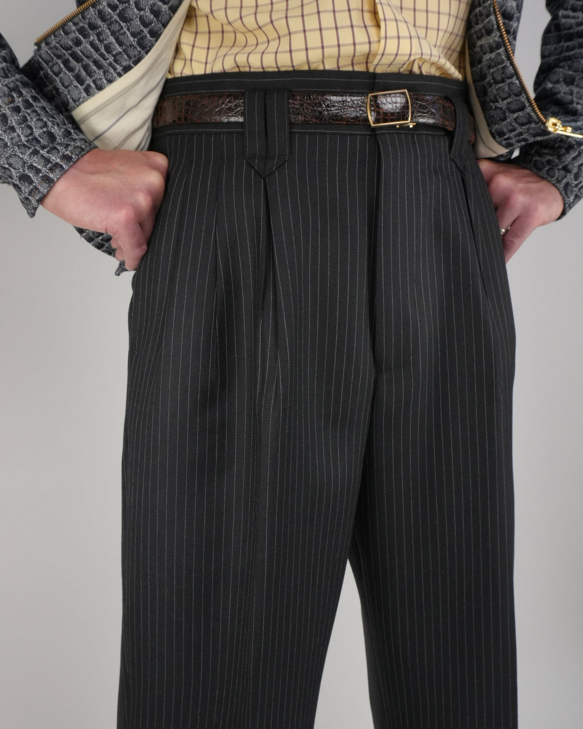 Black Pinstripe: 100% Merino Wool