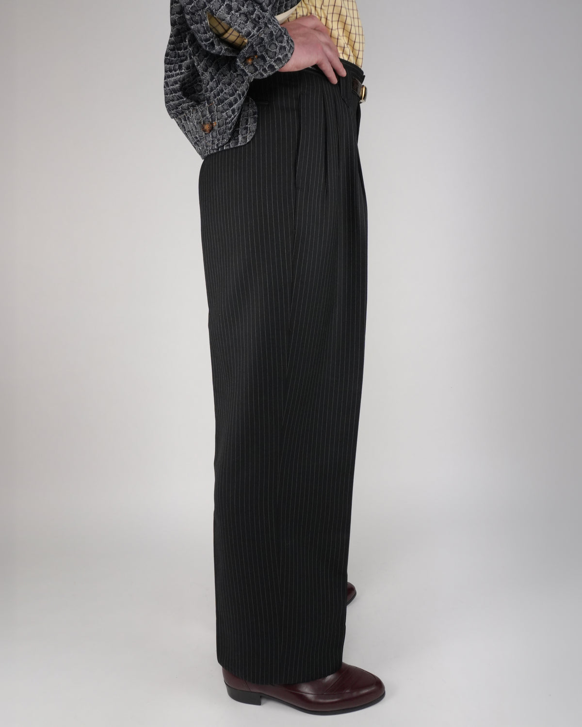 Black Pinstripe: 100% Merino Wool