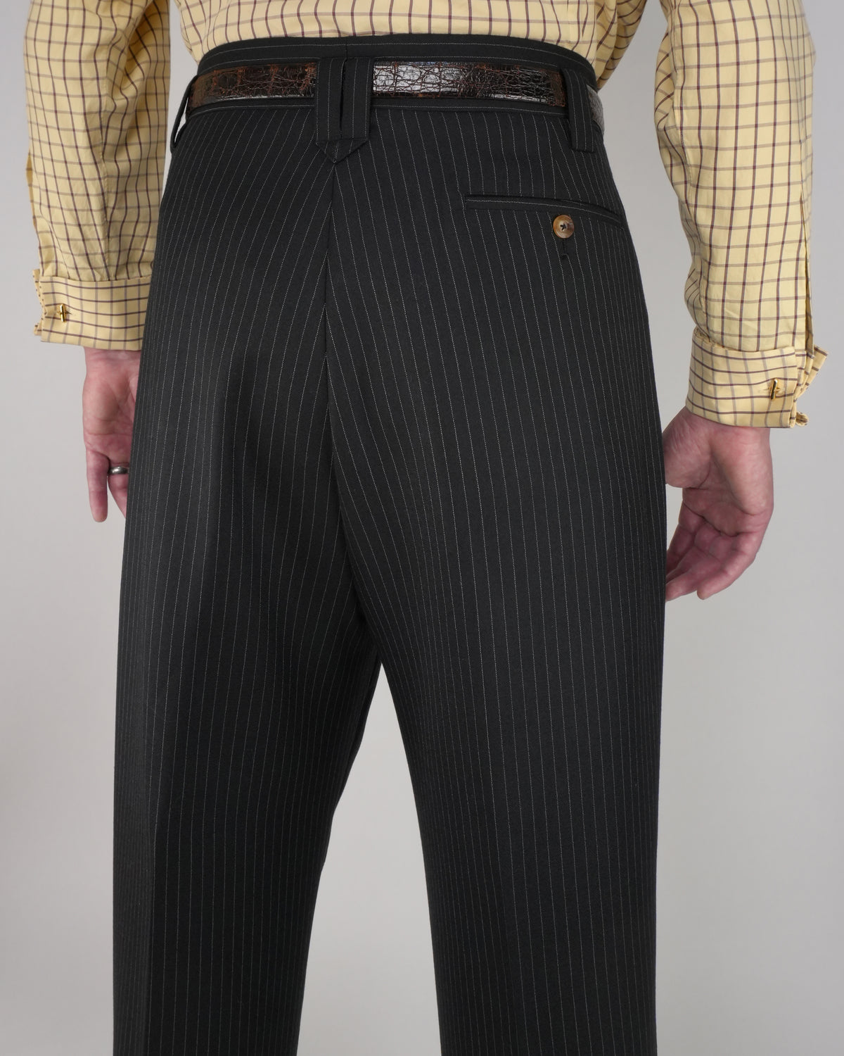 Black Pinstripe: 100% Merino Wool