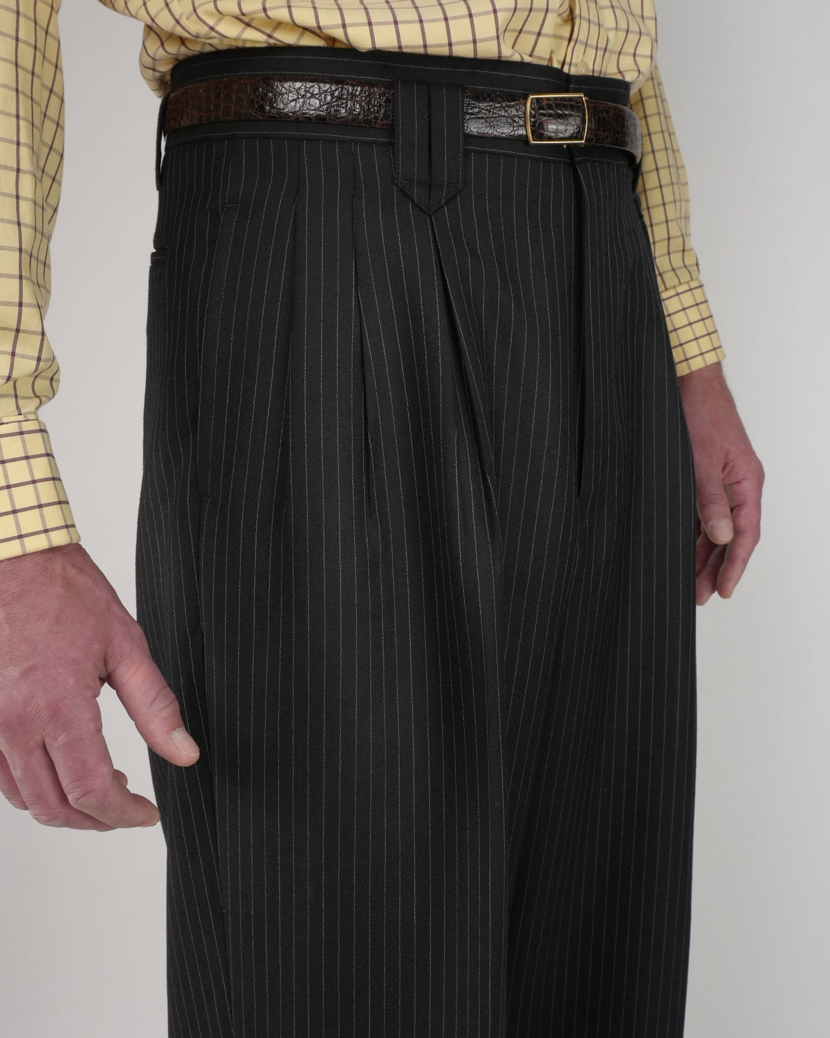 Black Pinstripe: 100% Merino Wool