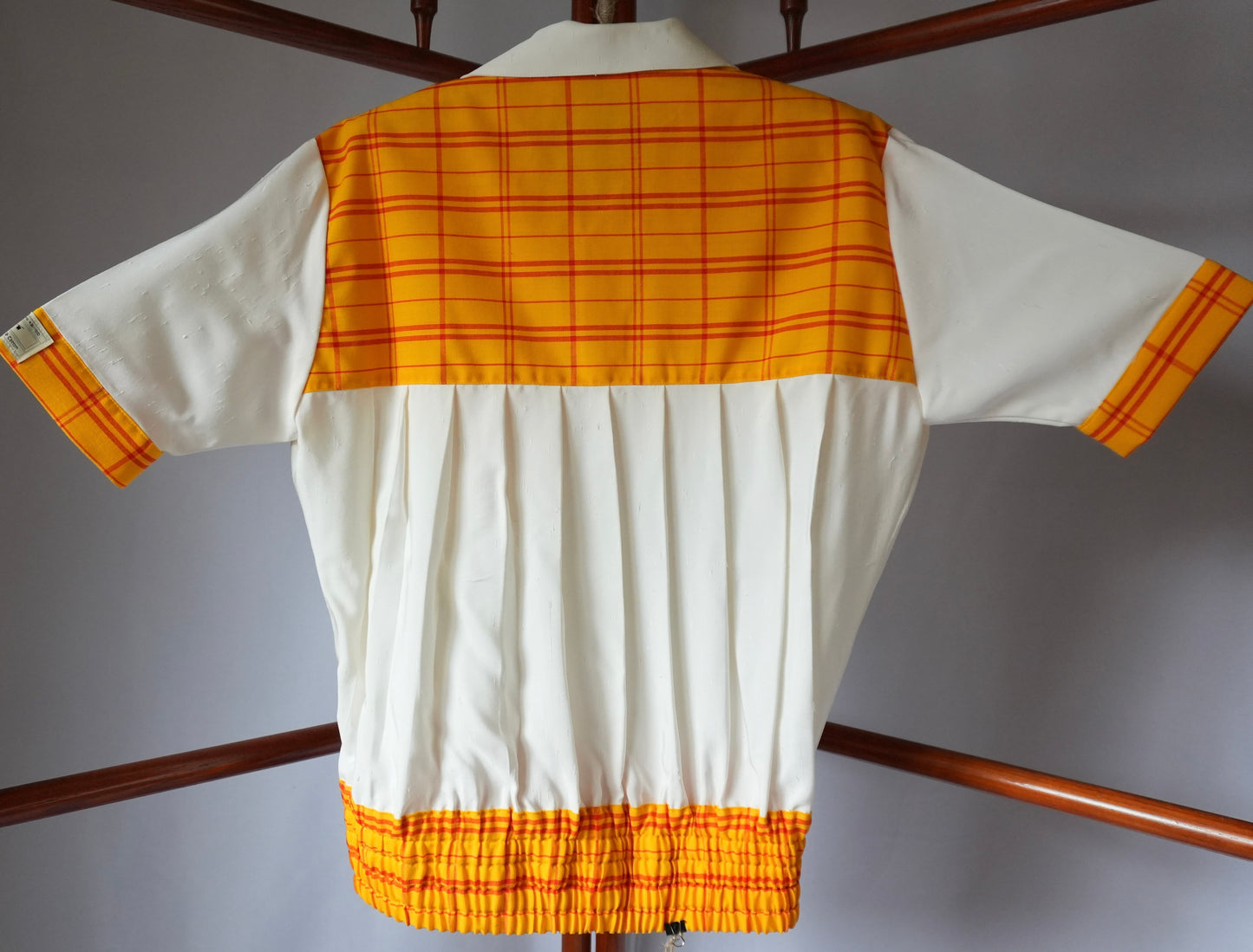 M Size Yellow Checkered Silk Shirt (No. 52/100)