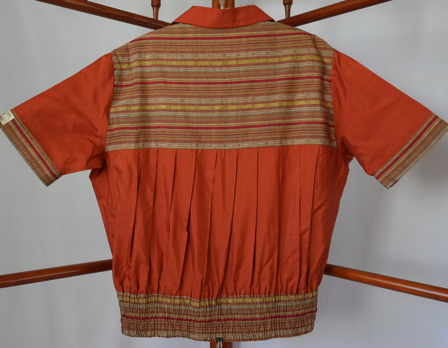 L Size Orange Stripped Silk Shirt (No. 42/200)