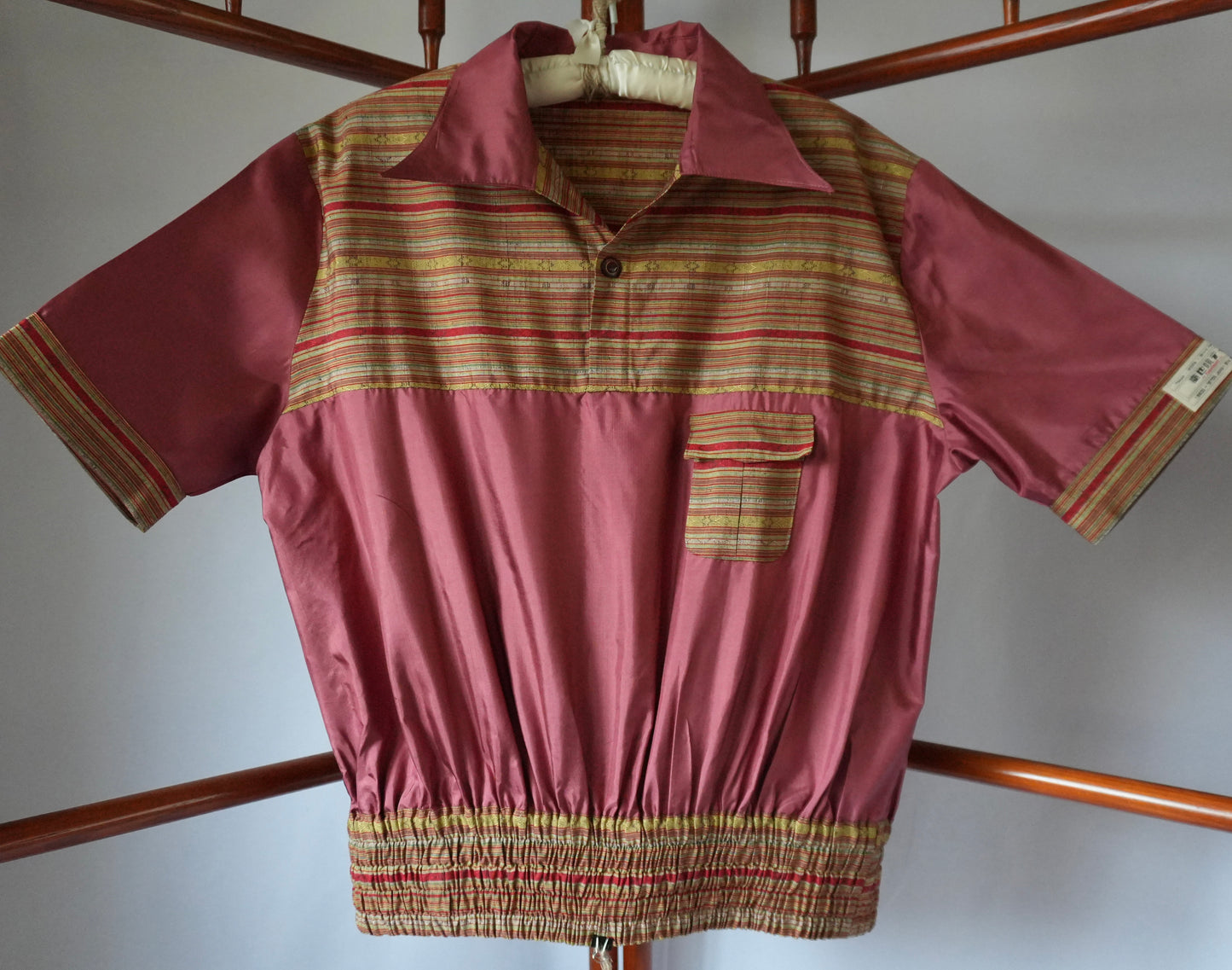 L Size Light Burgundy Silk Shirt (No. 43/200)