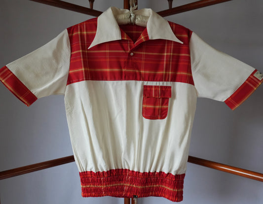 M Size Red Checkered Silk Shirt (No. 19/200)